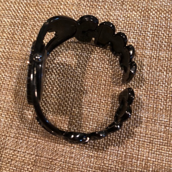 Geneva zebra and rhinestone black cuff watch - Picture 6 of 7